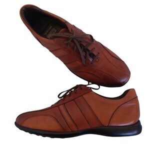Calpierre Sport Mens Brown Leather Lace Up Sneakers Oxfords Shoes Size 42 Italy